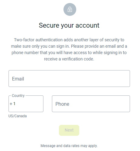 Secure your account screenshot