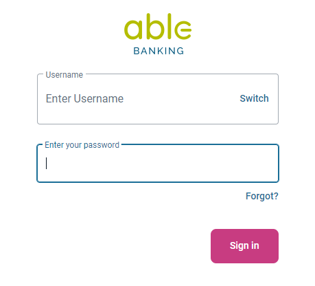 ableBanking login screen